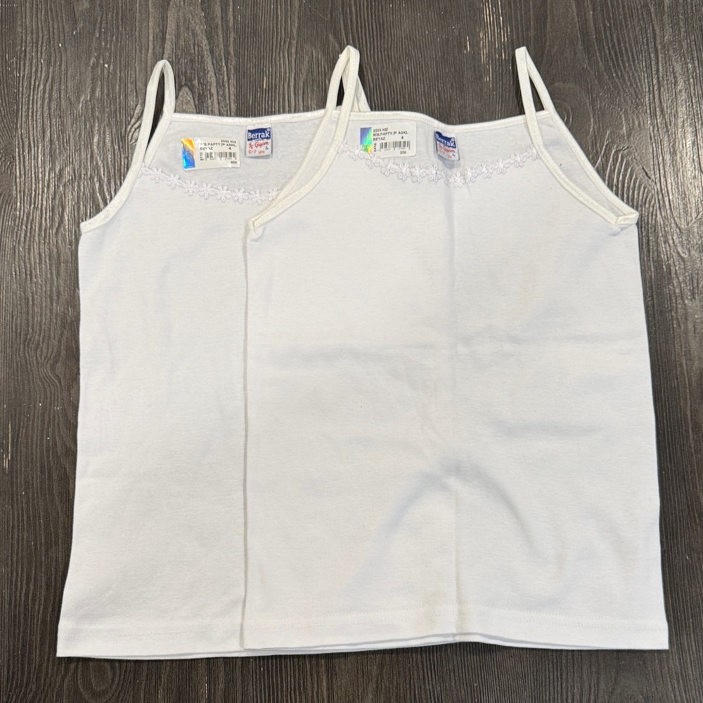 Kids White Camisoles with Lace Trim